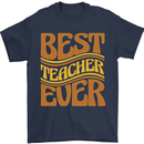 Best Teacher Ever Teaching Maths English Mens T-Shirt 100% Cotton Navy Blue
