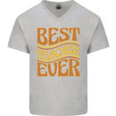 Best Teacher Ever Teaching Maths English Mens V-Neck Cotton T-Shirt Sports Grey