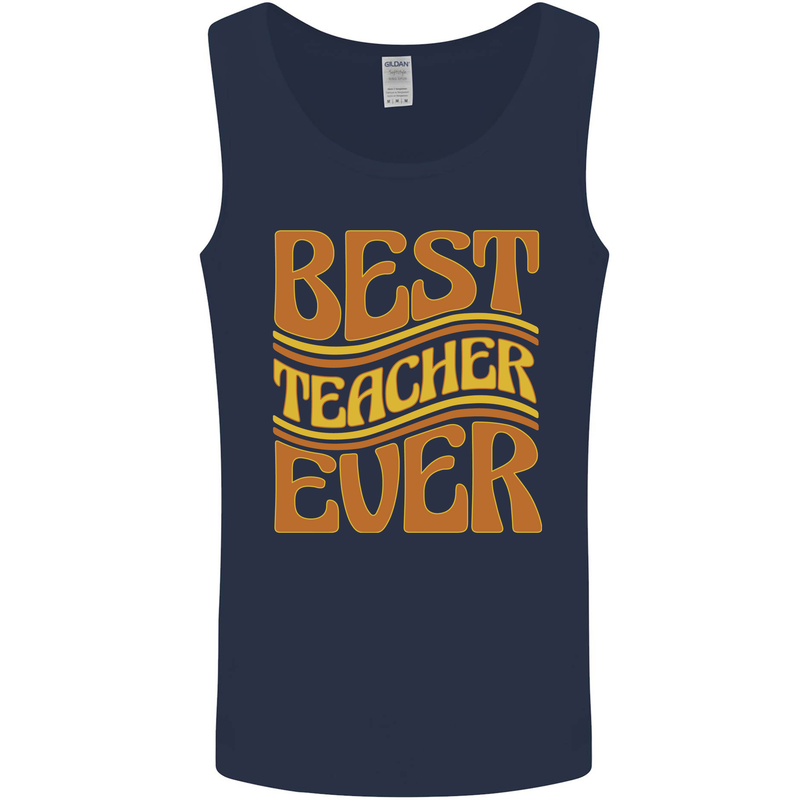 Best Teacher Ever Teaching Maths English Mens Vest Tank Top Navy Blue