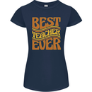 Best Teacher Ever Teaching Maths English Womens Petite Cut T-Shirt Navy Blue