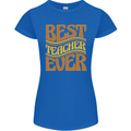 Best Teacher Ever Teaching Maths English Womens Petite Cut T-Shirt Royal Blue