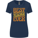 Best Teacher Ever Teaching Maths English Womens Wider Cut T-Shirt Navy Blue