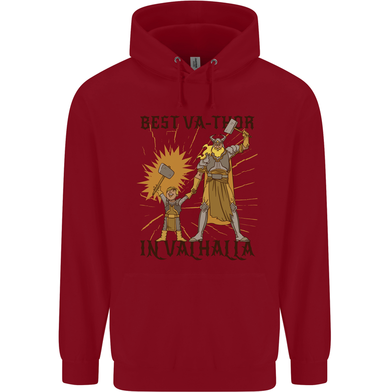 Best Va Thor in Valhalla Viking Fathers Day Childrens Kids Hoodie Red