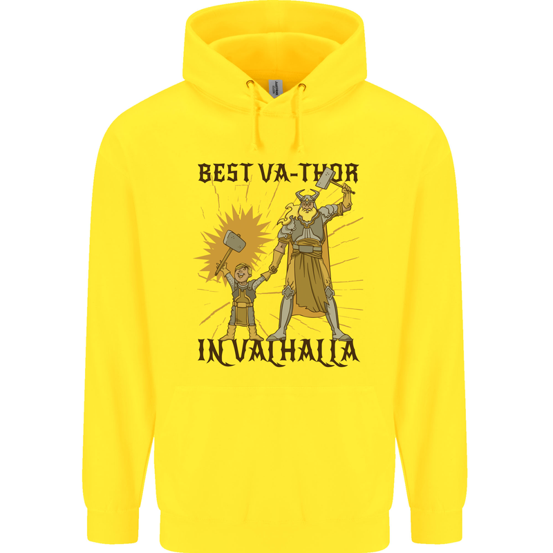 Best Va Thor in Valhalla Viking Fathers Day Childrens Kids Hoodie Yellow