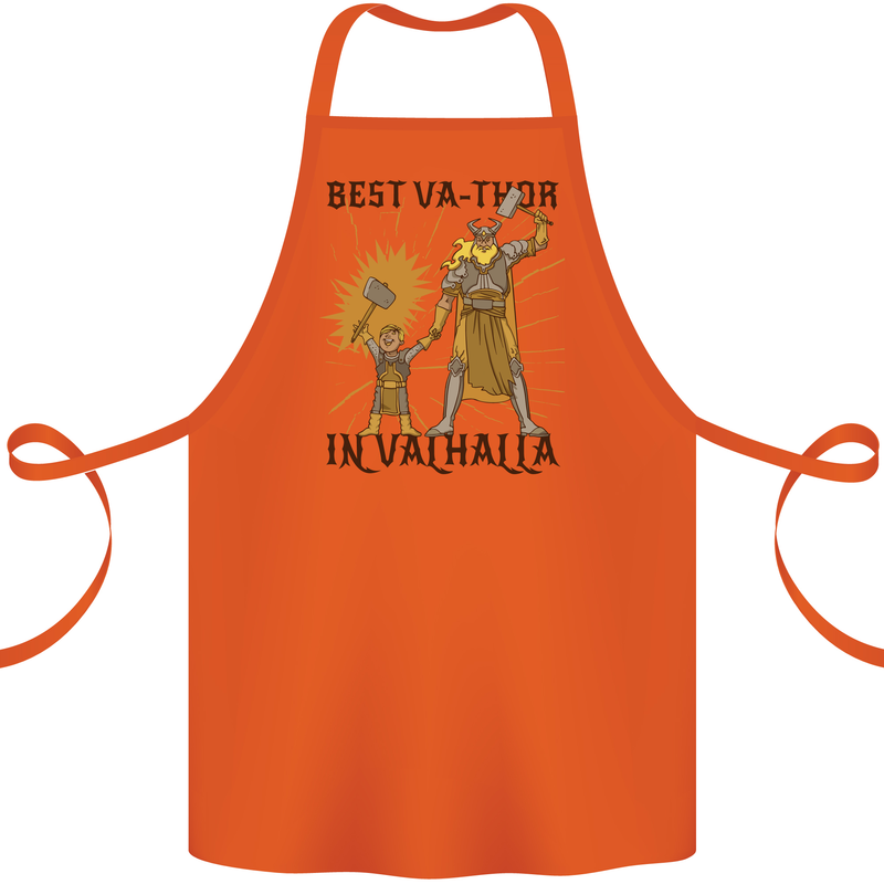 Best Va Thor in Valhalla Viking Fathers Day Cotton Apron 100% Organic Orange