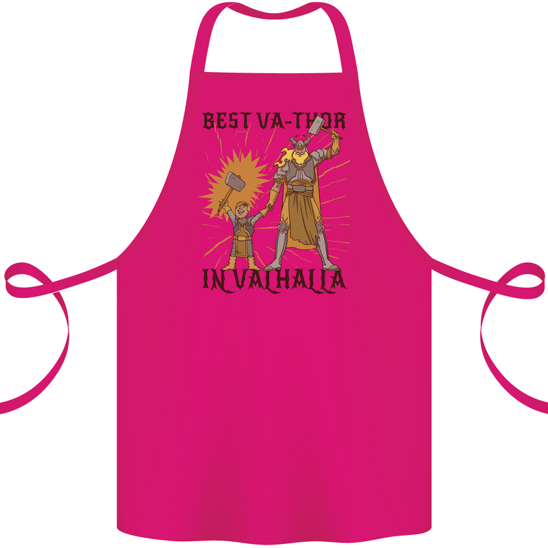 Best Va Thor in Valhalla Viking Fathers Day Cotton Apron 100% Organic Pink