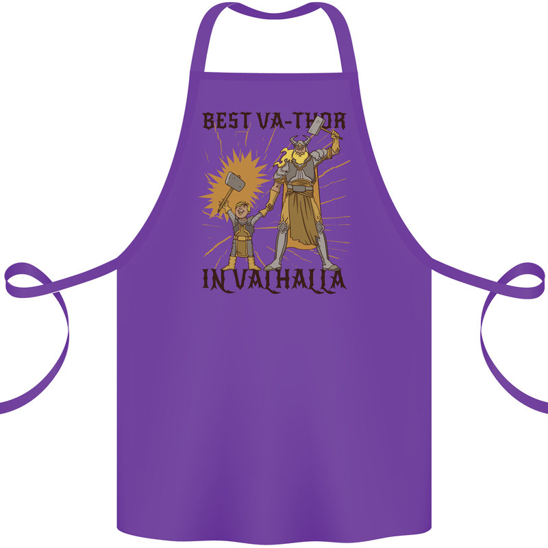 Best Va Thor in Valhalla Viking Fathers Day Cotton Apron 100% Organic Purple