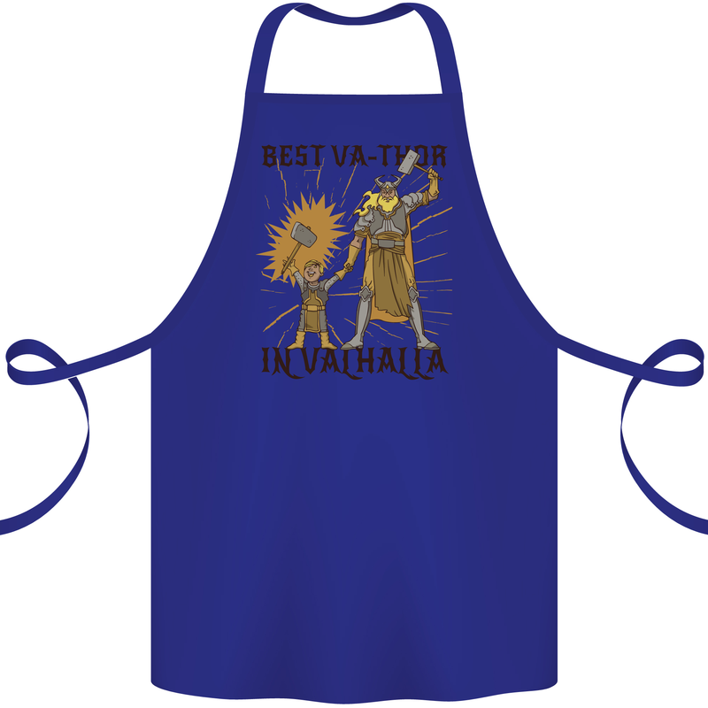 Best Va Thor in Valhalla Viking Fathers Day Cotton Apron 100% Organic Royal Blue