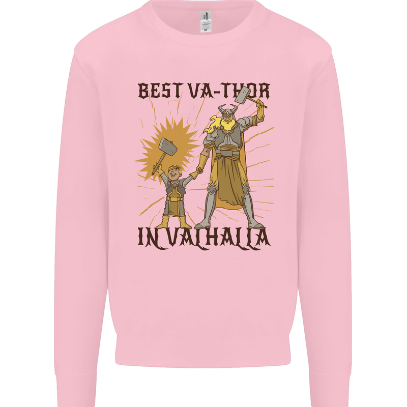 Best Va Thor in Valhalla Viking Fathers Day Kids Sweatshirt Jumper Light Pink