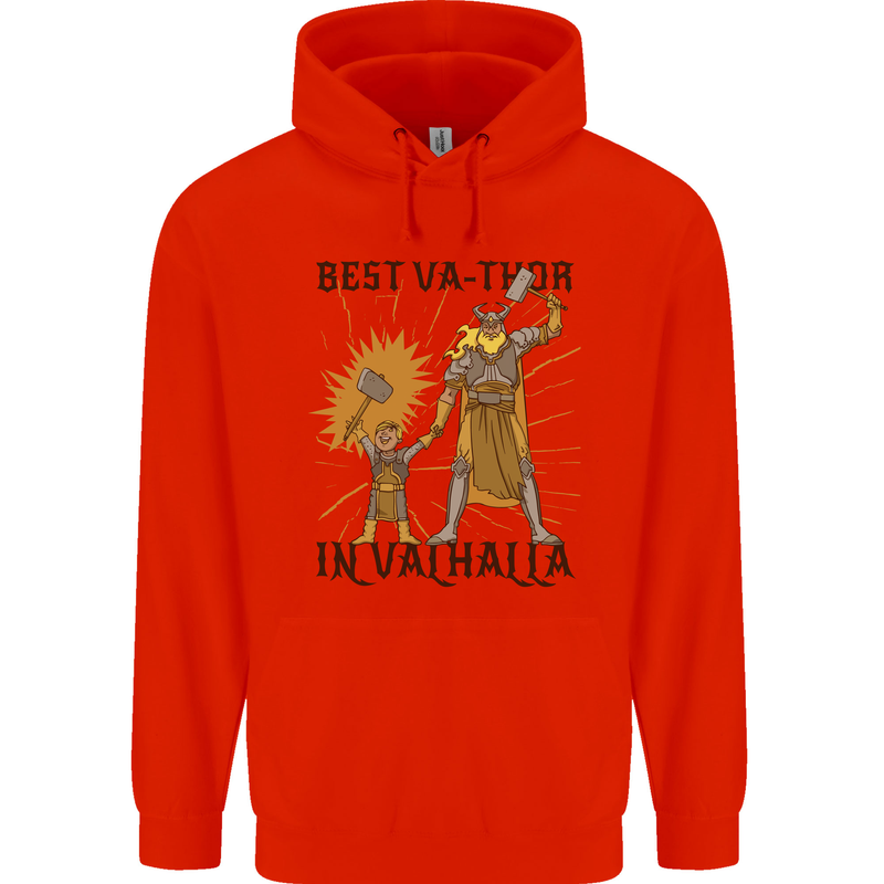 Best Va Thor in Valhalla Viking Fathers Day Mens 80% Cotton Hoodie Bright Red