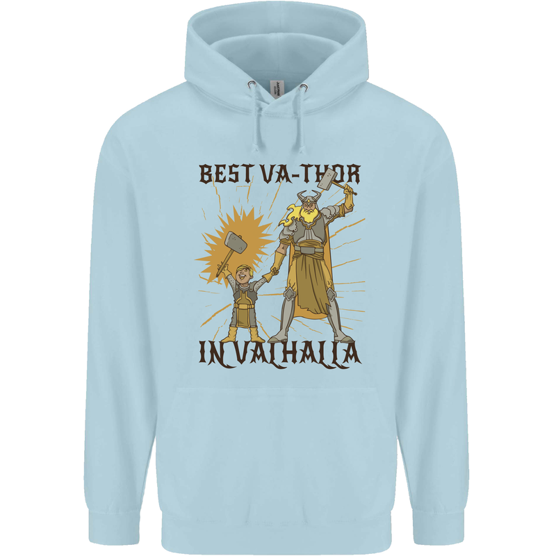 Best Va Thor in Valhalla Viking Fathers Day Mens 80% Cotton Hoodie Light Blue
