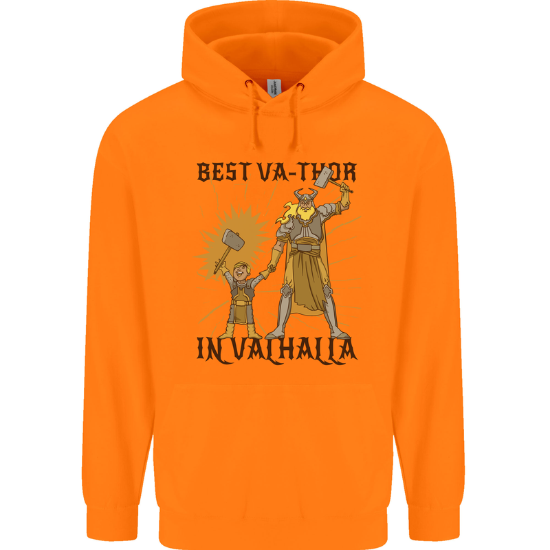 Best Va Thor in Valhalla Viking Fathers Day Mens 80% Cotton Hoodie Orange