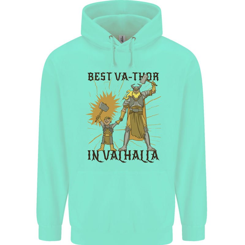 Best Va Thor in Valhalla Viking Fathers Day Mens 80% Cotton Hoodie Peppermint