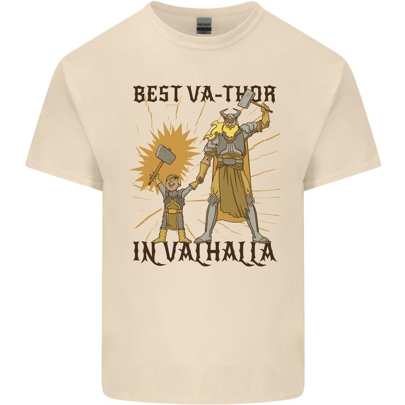Best Va Thor in Valhalla Viking Fathers Day Mens Cotton T-Shirt Tee Top Natural