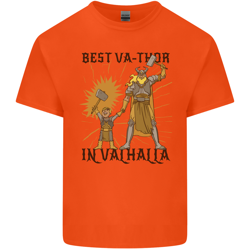 Best Va Thor in Valhalla Viking Fathers Day Mens Cotton T-Shirt Tee Top Orange