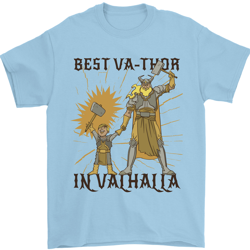 Best Va Thor in Valhalla Viking Fathers Day Mens T-Shirt Cotton Gildan Light Blue