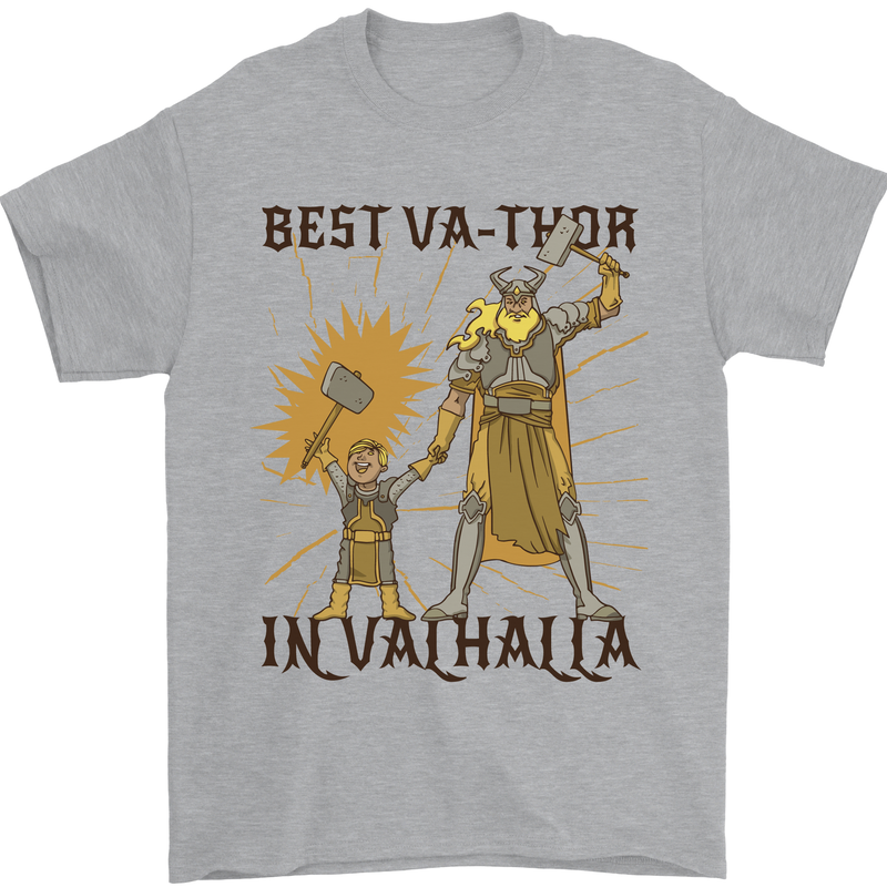 Best Va Thor in Valhalla Viking Fathers Day Mens T-Shirt Cotton Gildan Sports Grey