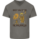 Best Va Thor in Valhalla Viking Fathers Day Mens V-Neck Cotton T-Shirt Charcoal