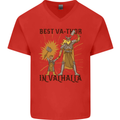 Best Va Thor in Valhalla Viking Fathers Day Mens V-Neck Cotton T-Shirt Red