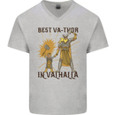 Best Va Thor in Valhalla Viking Fathers Day Mens V-Neck Cotton T-Shirt Sports Grey