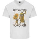 Best Va Thor in Valhalla Viking Fathers Day Mens V-Neck Cotton T-Shirt White