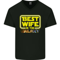 Best Wife In the Galaxy Mens V-Neck Cotton T-Shirt Black