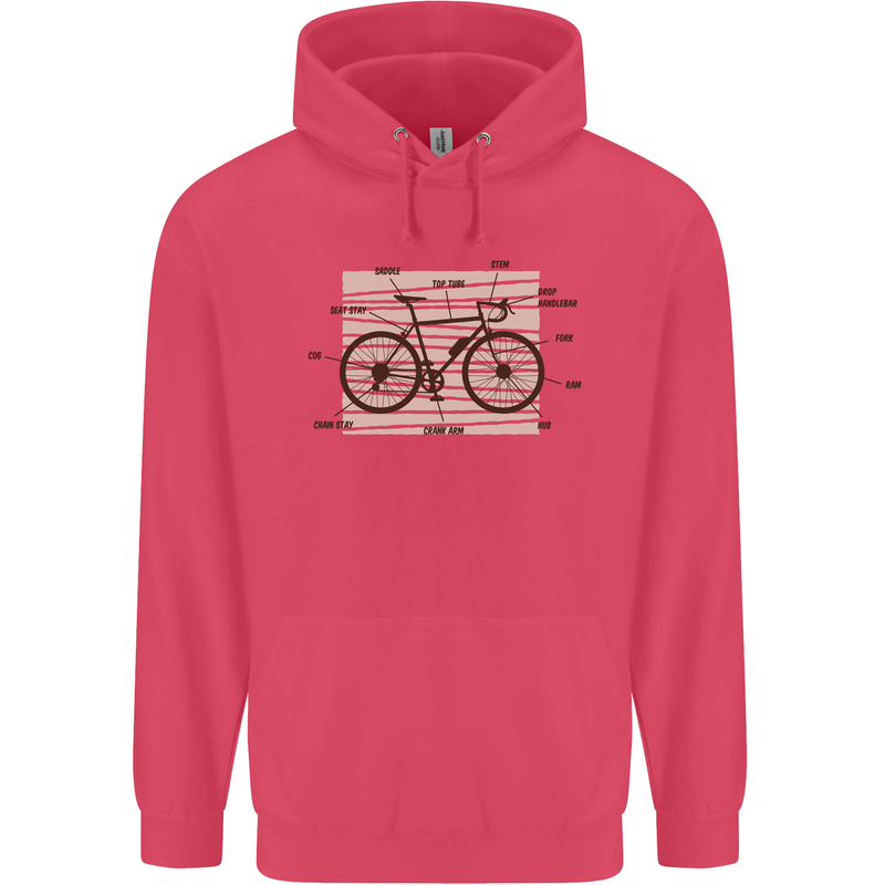 Bicycle Anatomy Funny Cycling Cyclist Funny Childrens Kids Hoodie Heliconia