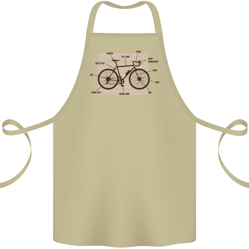 Bicycle Anatomy Funny Cycling Cyclist Funny Cotton Apron 100% Organic Khaki