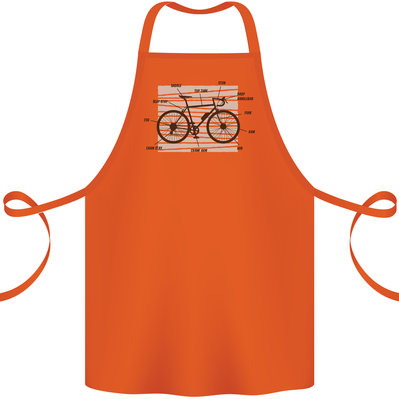 Bicycle Anatomy Funny Cycling Cyclist Funny Cotton Apron 100% Organic Orange