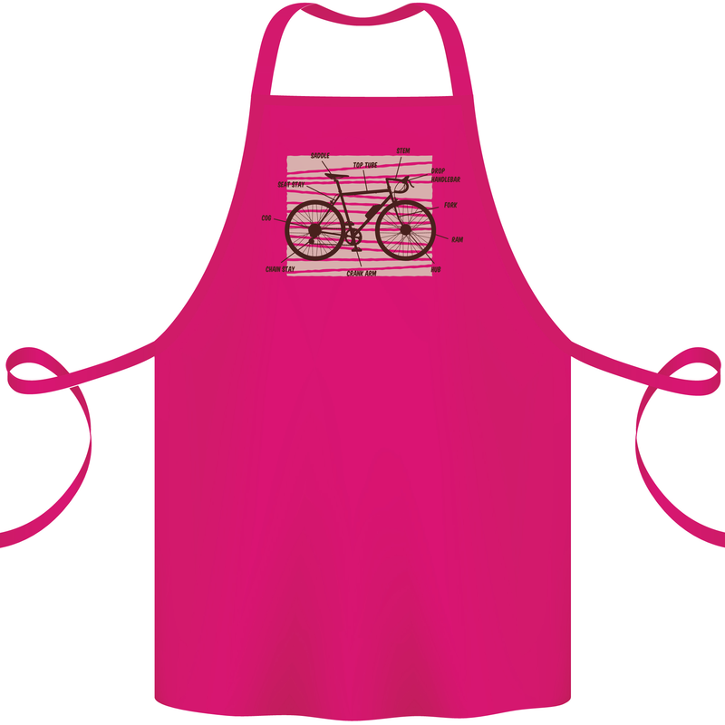 Bicycle Anatomy Funny Cycling Cyclist Funny Cotton Apron 100% Organic Pink