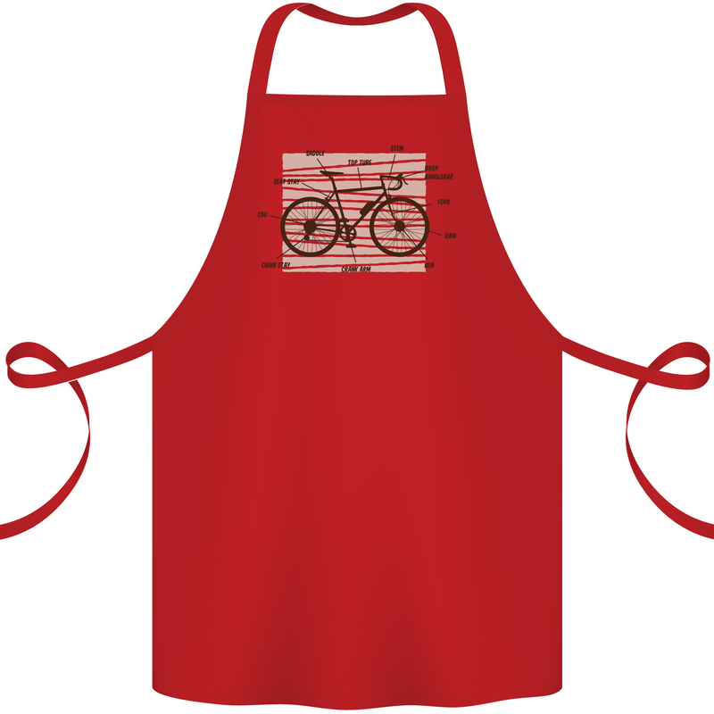 Bicycle Anatomy Funny Cycling Cyclist Funny Cotton Apron 100% Organic Red