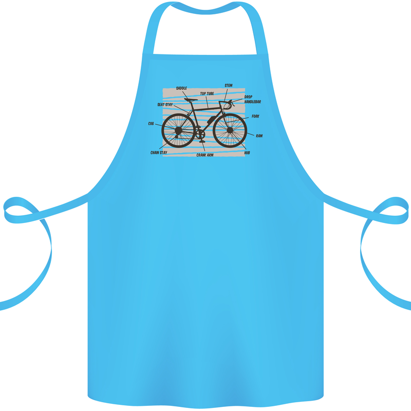 Bicycle Anatomy Funny Cycling Cyclist Funny Cotton Apron 100% Organic Turquoise