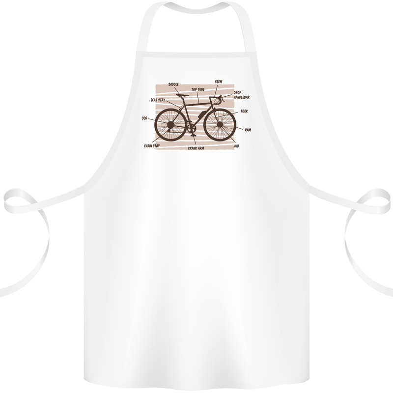 Bicycle Anatomy Funny Cycling Cyclist Funny Cotton Apron 100% Organic White