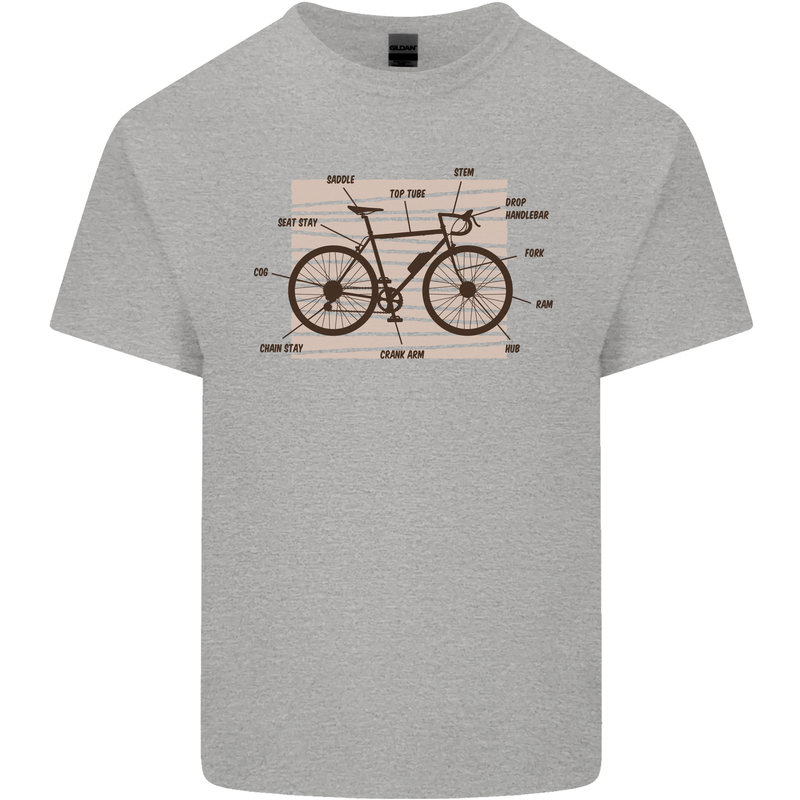 Bicycle Anatomy Funny Cycling Cyclist Funny Kids T-Shirt Childrens Sports Grey