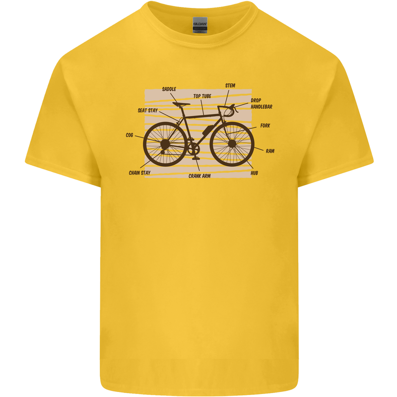Bicycle Anatomy Funny Cycling Cyclist Funny Kids T-Shirt Childrens Yellow