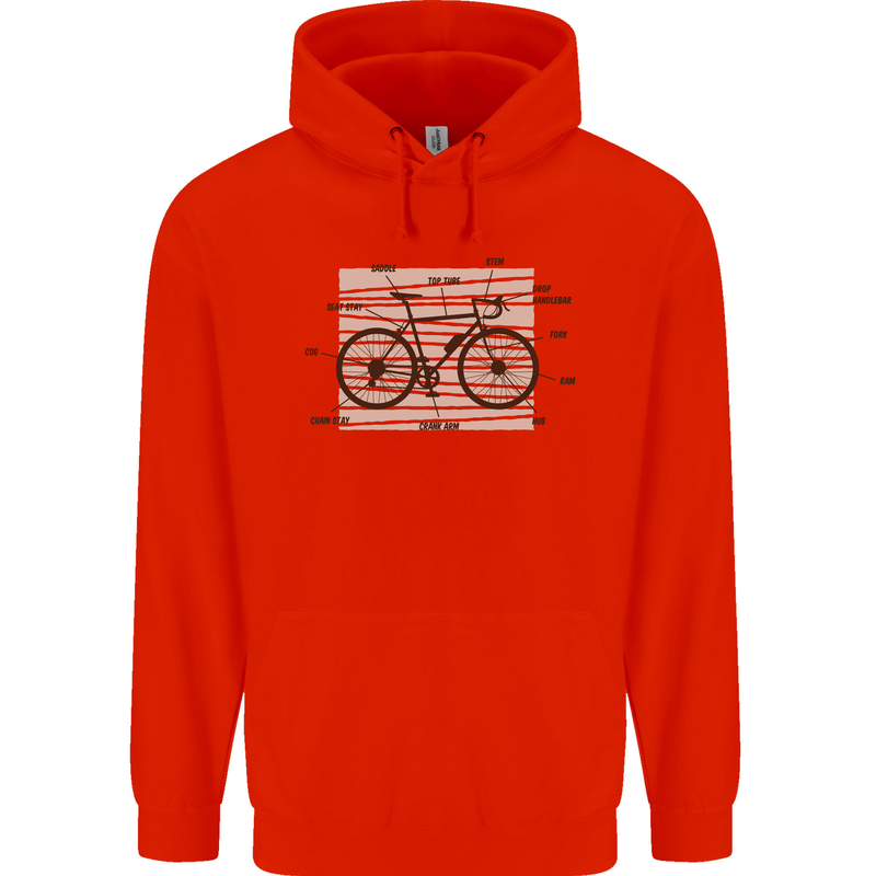 Bicycle Anatomy Funny Cycling Cyclist Funny Mens 80% Cotton Hoodie Bright Red