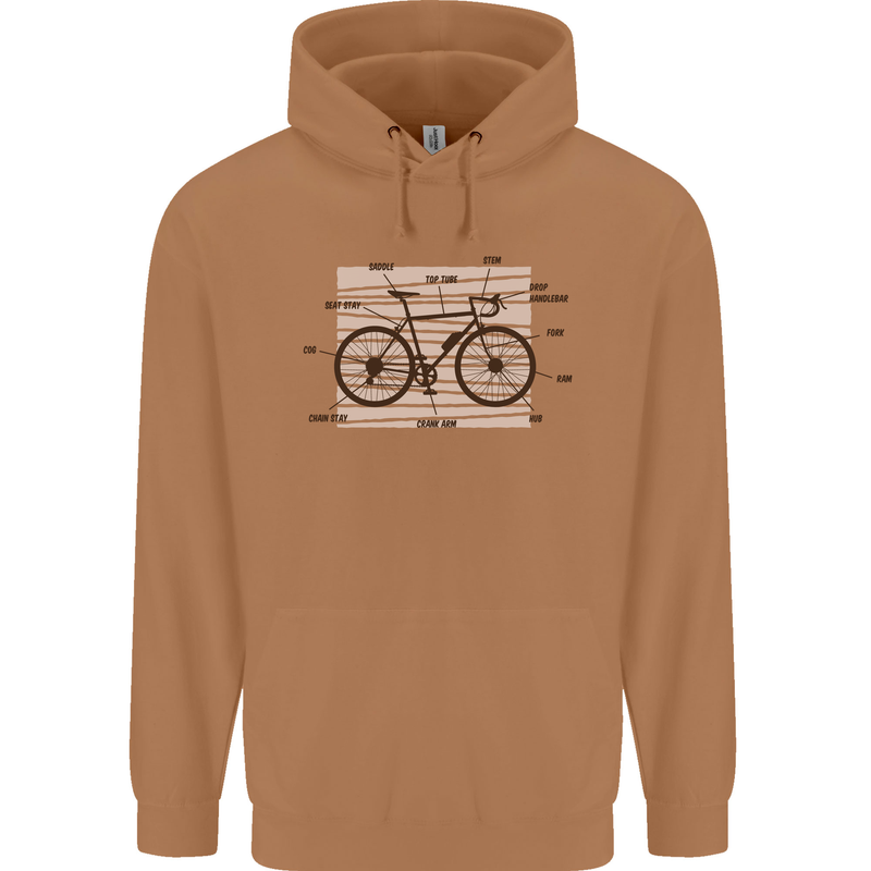 Bicycle Anatomy Funny Cycling Cyclist Funny Mens 80% Cotton Hoodie Caramel Latte