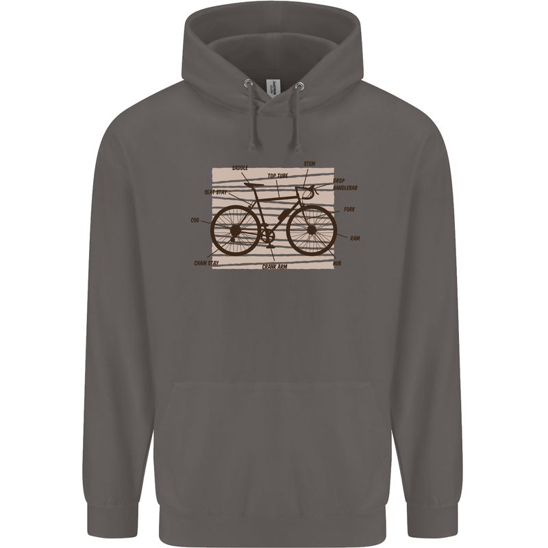 Bicycle Anatomy Funny Cycling Cyclist Funny Mens 80% Cotton Hoodie Charcoal