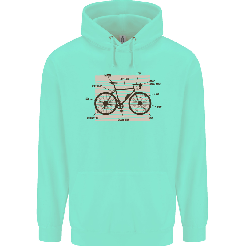 Bicycle Anatomy Funny Cycling Cyclist Funny Mens 80% Cotton Hoodie Peppermint