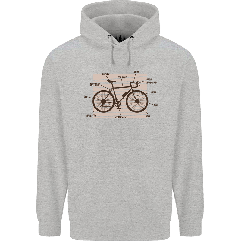 Bicycle Anatomy Funny Cycling Cyclist Funny Mens 80% Cotton Hoodie Sports Grey