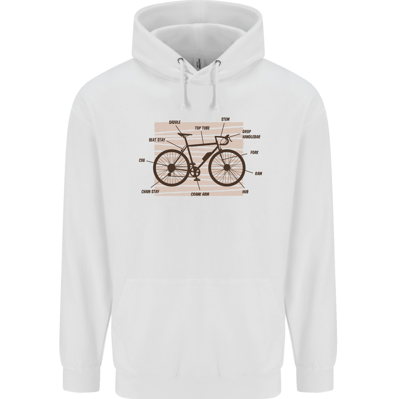 Bicycle Anatomy Funny Cycling Cyclist Funny Mens 80% Cotton Hoodie White