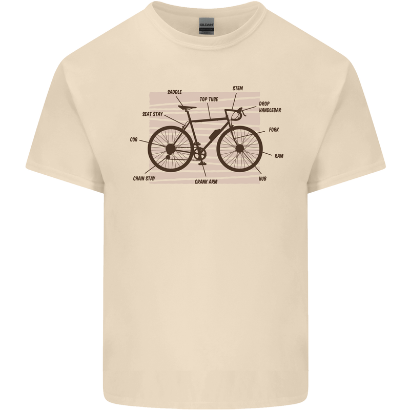Bicycle Anatomy Funny Cycling Cyclist Funny Mens Cotton T-Shirt Tee Top Natural