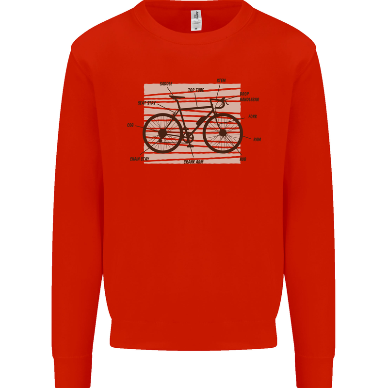 Bicycle Anatomy Funny Cycling Cyclist Funny Mens Sweatshirt Jumper Bright Red