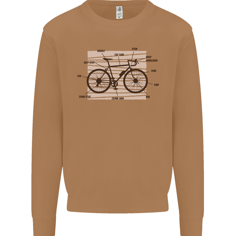 Bicycle Anatomy Funny Cycling Cyclist Funny Mens Sweatshirt Jumper Caramel Latte