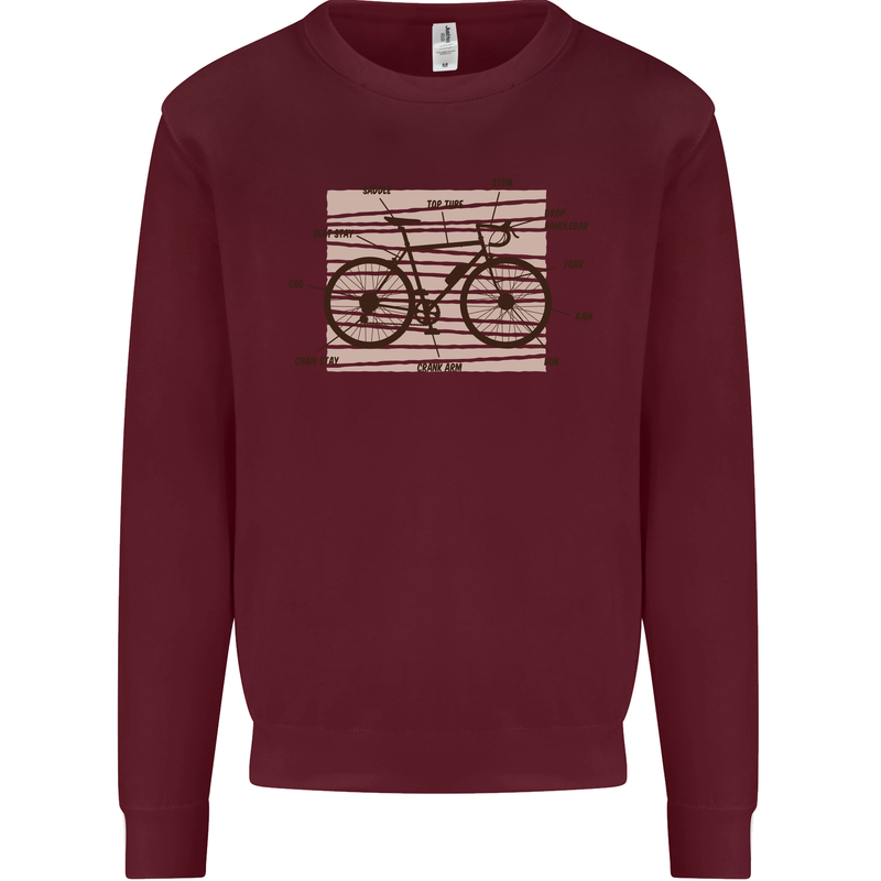 Bicycle Anatomy Funny Cycling Cyclist Funny Mens Sweatshirt Jumper Maroon