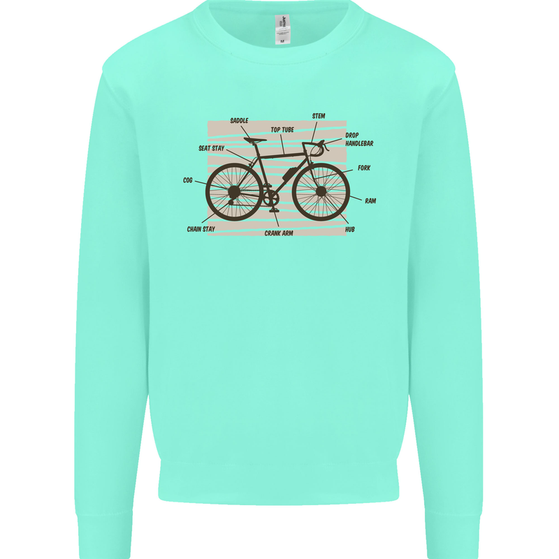 Bicycle Anatomy Funny Cycling Cyclist Funny Mens Sweatshirt Jumper Peppermint