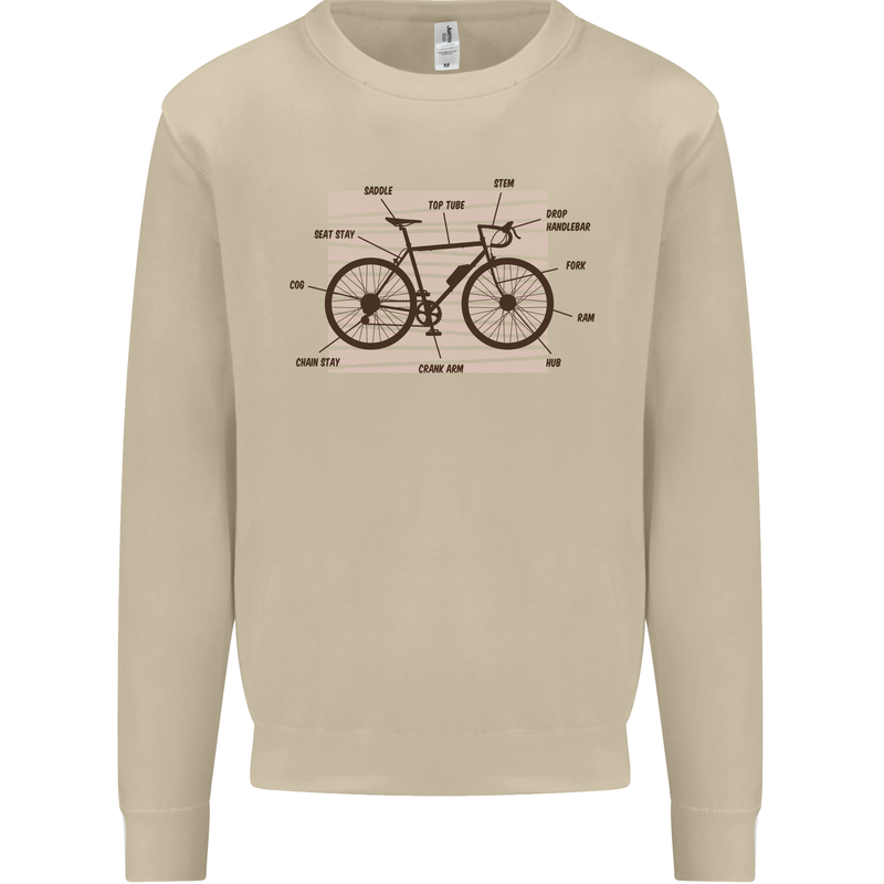 Bicycle Anatomy Funny Cycling Cyclist Funny Mens Sweatshirt Jumper Sand