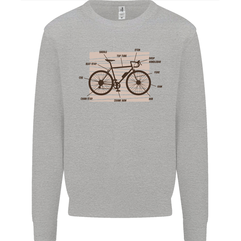 Bicycle Anatomy Funny Cycling Cyclist Funny Mens Sweatshirt Jumper Sports Grey