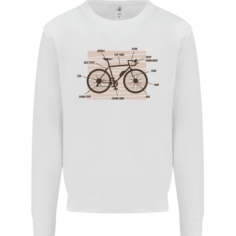 Bicycle Anatomy Funny Cycling Cyclist Funny Mens Sweatshirt Jumper White