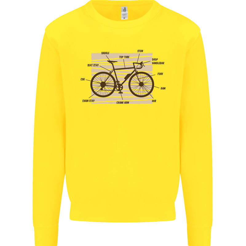 Bicycle Anatomy Funny Cycling Cyclist Funny Mens Sweatshirt Jumper Yellow